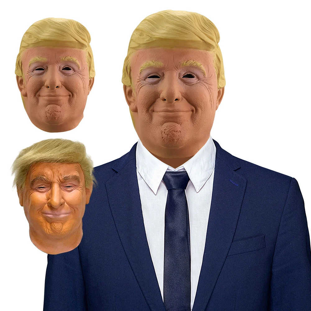 Adult Costume Latex Head Cover American Campaigner Mask Trump Full Head Face Mask for Festival Halloween Easter Costume Party