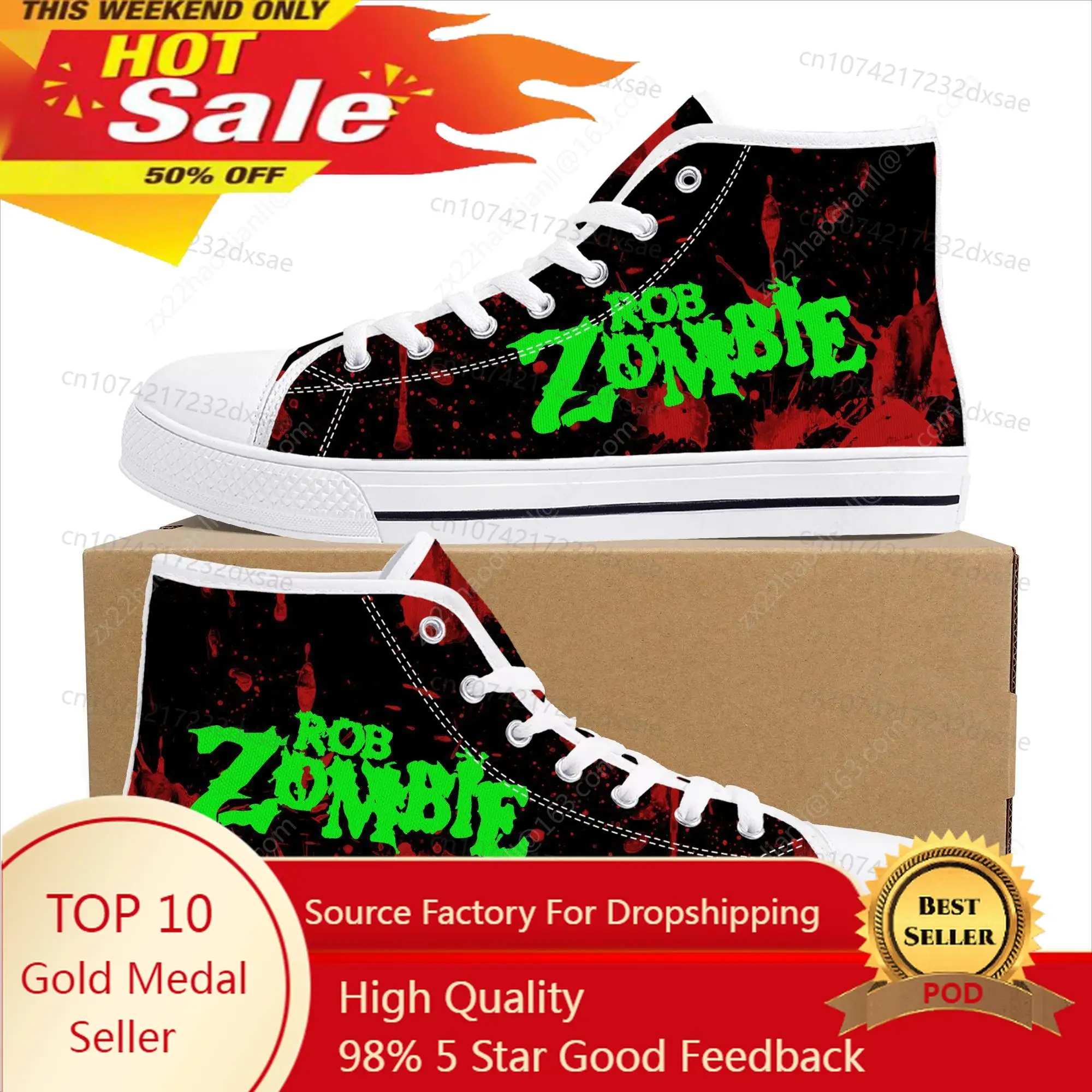 

Rob Zombie Rock Singer High Top High Quality Sneakers Men Women Teenager Children Canvas Sneaker Casual Couple Shoes Custom Shoe