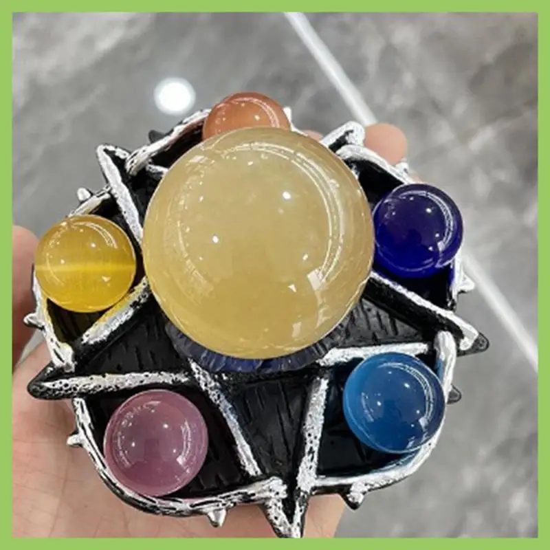 

Pentagram Star Resin Crafts Statue Crystal Ball Base Energy Enhancer Divination Ritual Accessories Home Decor