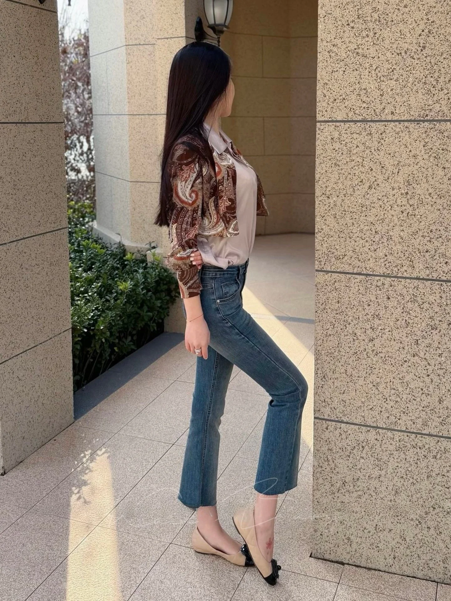 

High Waist Stretchy Faionable Nine Inch Micro Flared Jeans Women's Korean Waed Spicy Slimming Versatile Denim Jeans