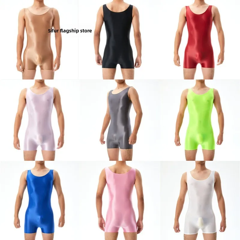 

Silky Smooth One-Piece Suit Sexy Tight Svel High Elastic Glossy Transparent Women's High Waist Seven/Nine-Length Pants