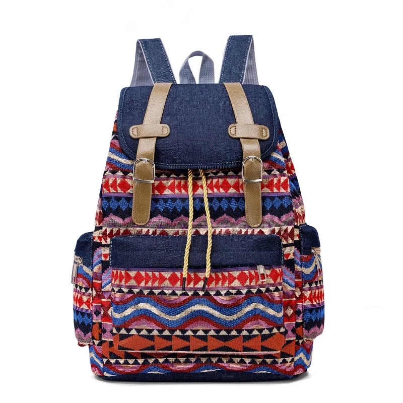 

Новые винтажные рюкзаки с этническим узором для женщин, холщовые рюкзаки на завязках, дорожные сумки в богемном стиле, повседневные городские рюкзаки оптом