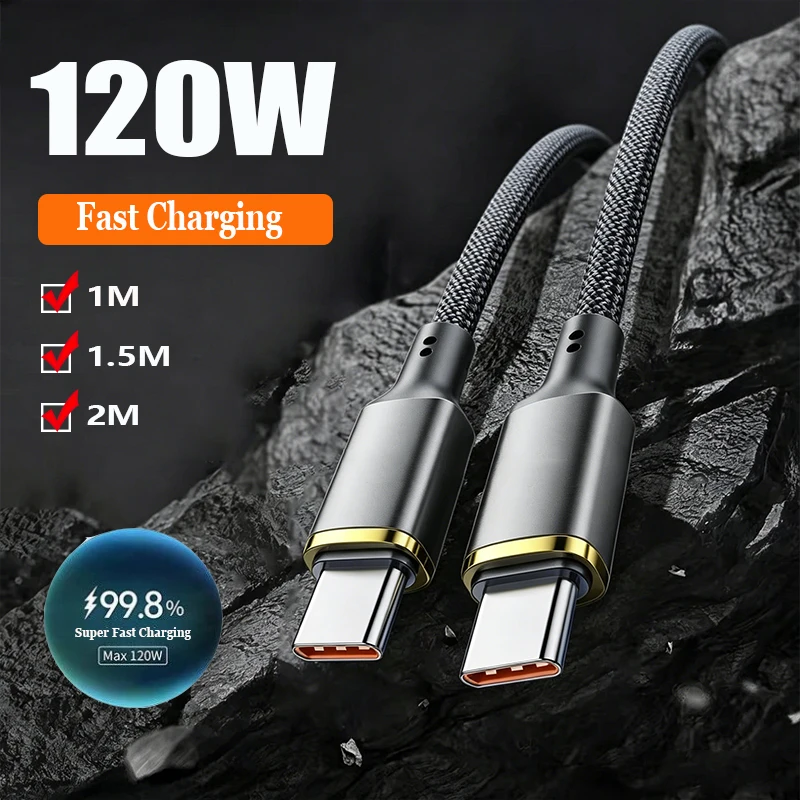 120W Fast Charge Cable PD Quick Charging High Quality USB C TO USB Type C Cable For iPhone Xiaomi 17 Plus Pro Max Samsung S24
