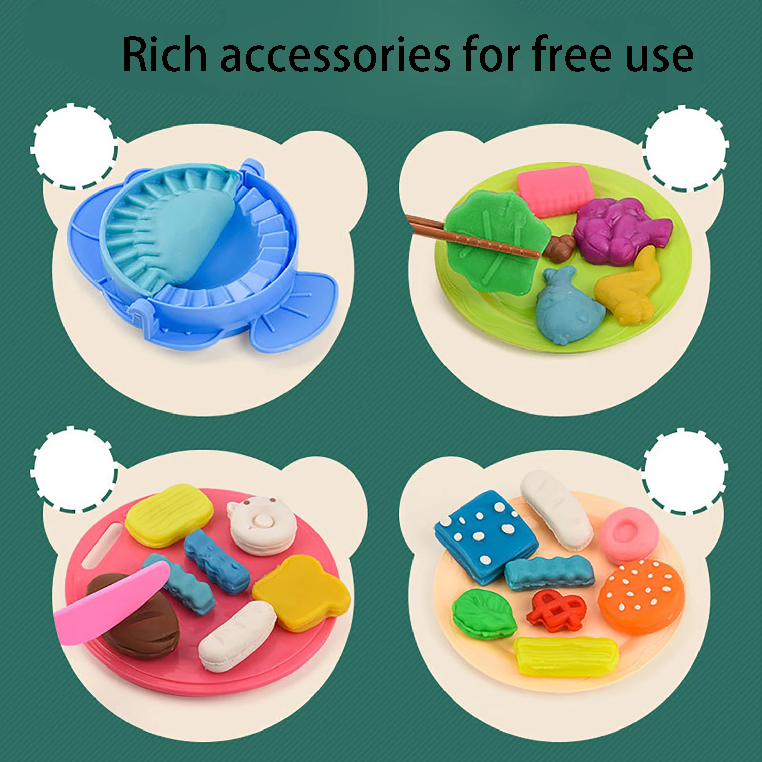 Bunte Ton-Burger-Maschine, Heimspiel für Kinder, Gummi-Ton-Set, Knödelherstellung, Früherziehung und Lernspielzeug