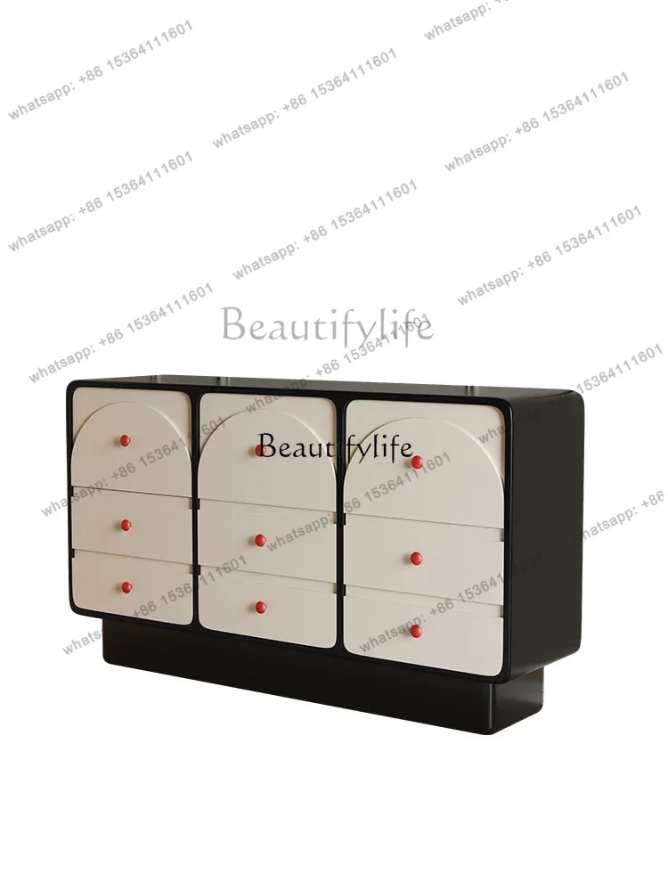 FG10-French Cream Style Side Cabinet Modern Simple Entrance Cabinet Wabi Sabi Wind Black Large Capacity