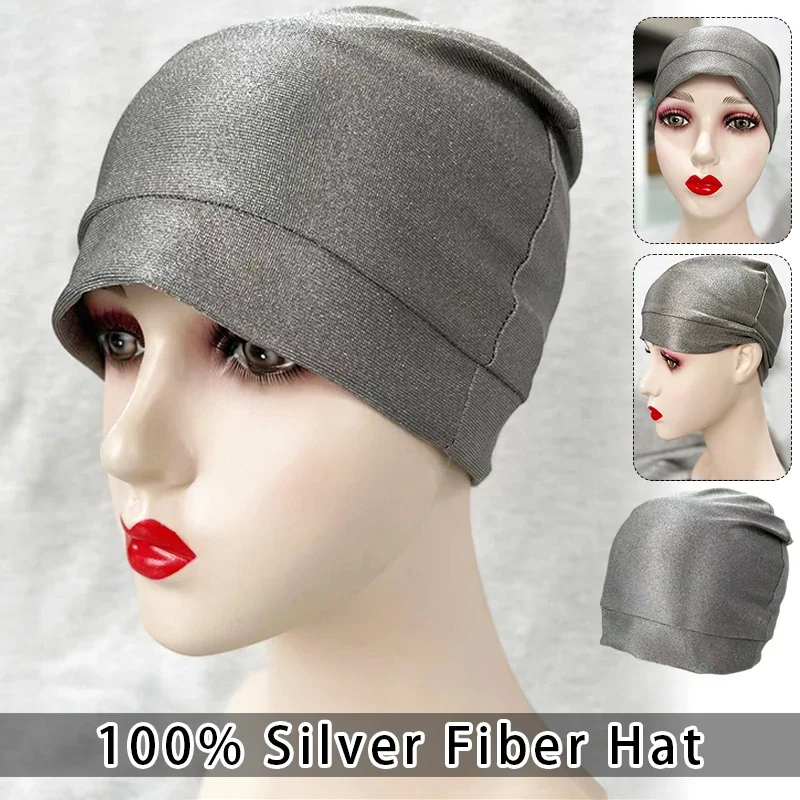 Electromagnetic Wave Rfid Shielding Anti Radiation Cap Silver Fiber Anti Radiation Cap Computers EMF Protection Hat Beanies