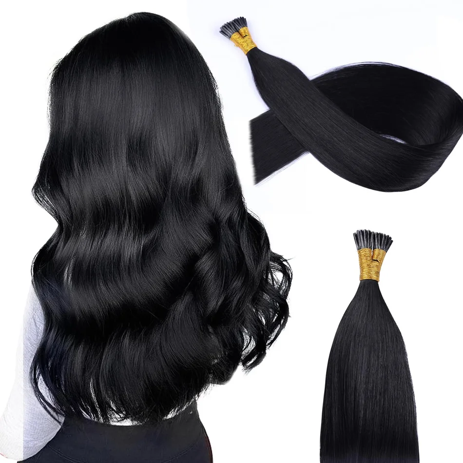 I Tip Hair Extension Straight Human Hair Extension 0.9g/Strand Natural Color Human Hair Extension 18