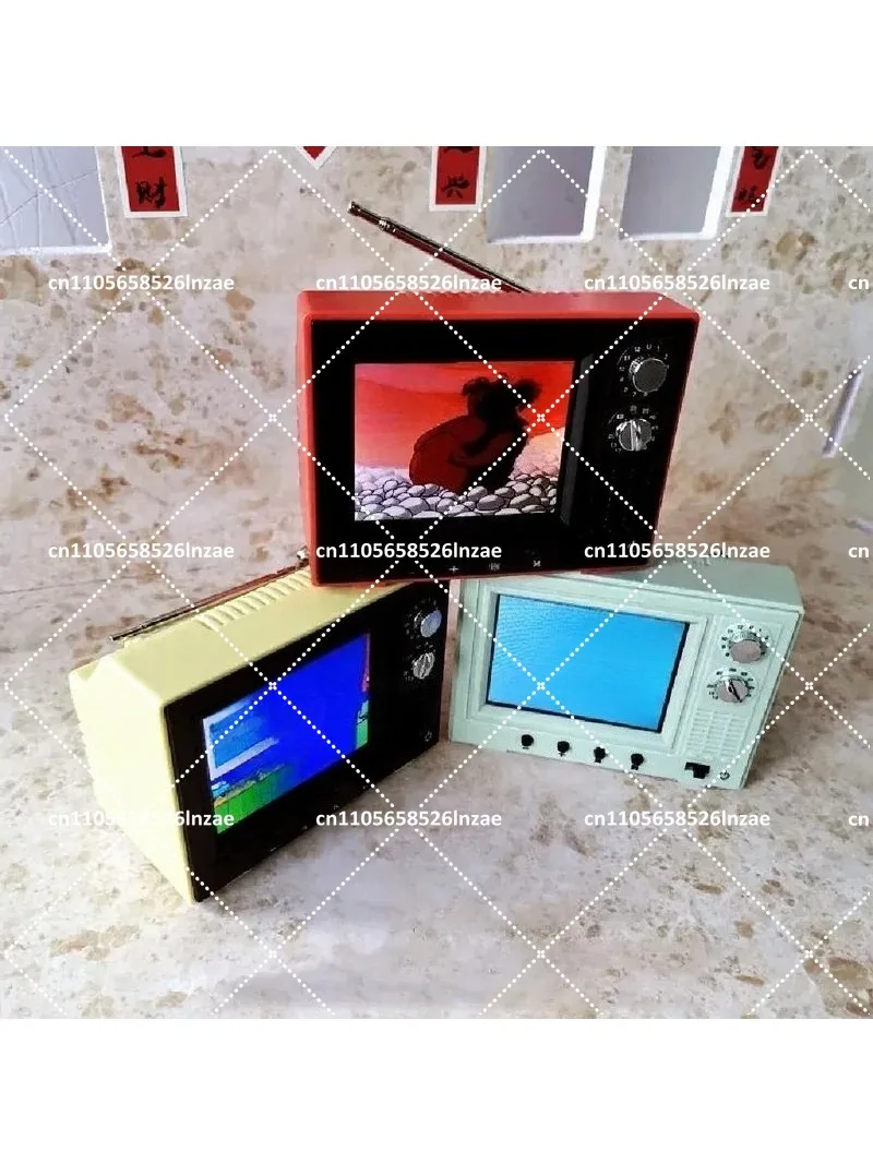 Retro Mini TV Watch for Dollhouse Kitchen Scene Furniture Playable Video Toy Collectible