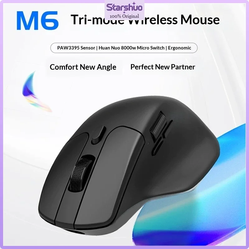 Keychron M6S Wireless 8K Gaming Mouse 2.4G Bluetooth PAW3395 Sensor Ergonomic Lightweight Esports Mouse RGB For FPS Gamer Laptop