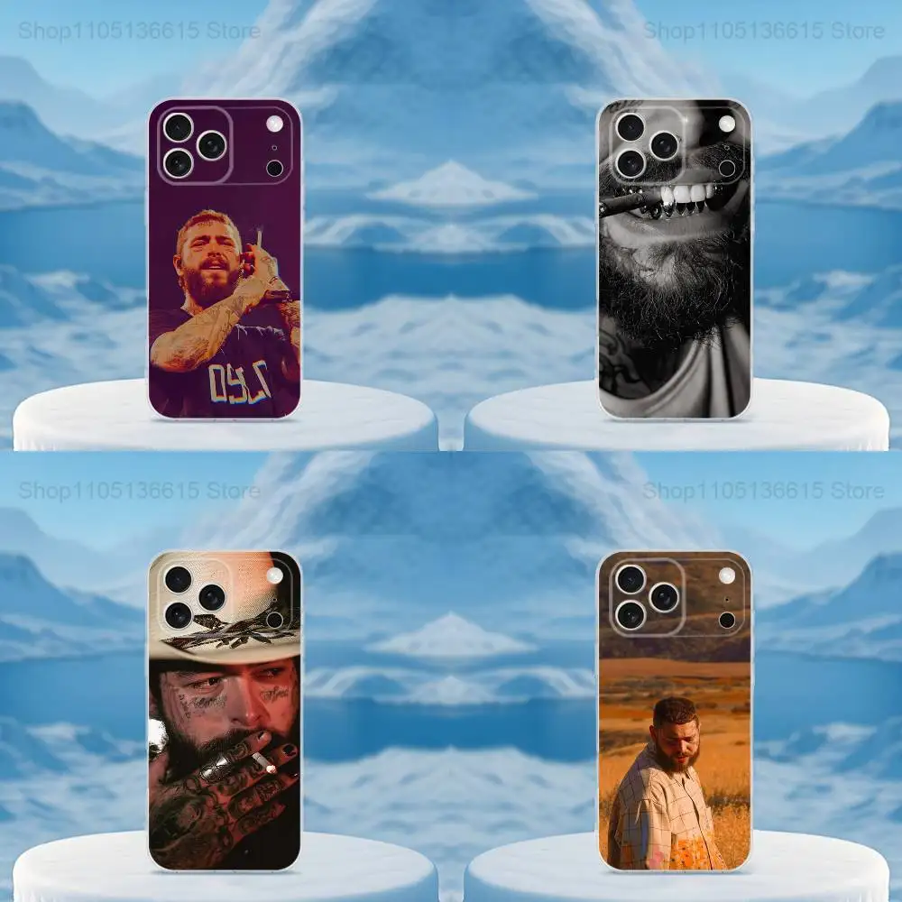 

P-Post M-Malone Singer Phone Case For iPhone 16,15,14,13,12,11,17 Pro,Max,Plus,X,XS,XR,SE,Mini Transparent Soft Cover