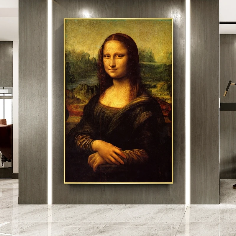 Die Mona Lisa, berühmte Kunstleinwandgemälde von Leonardo Da Vinci, Wandkunstposter und -drucke, klassisches Kunstbild für das Wohnzimmer