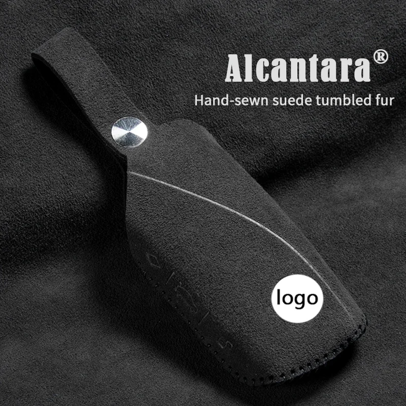 Alcantara Suede Car Key Case Cover For BMW X1 U11 X7 G07 XM G09 I7 5 7 Series G70 LCI IX I20 U06 G81 M3 Auto Accessaries Key Fob