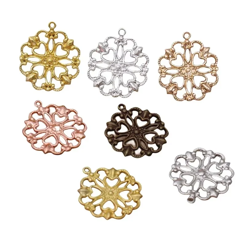 

BoYuTe (100 шт./лот) 16*18 мм металлическая латунная филигранная тарелка, подвески в виде цветов, оптовая продажа, DIY ювелирные материалы ручной работы