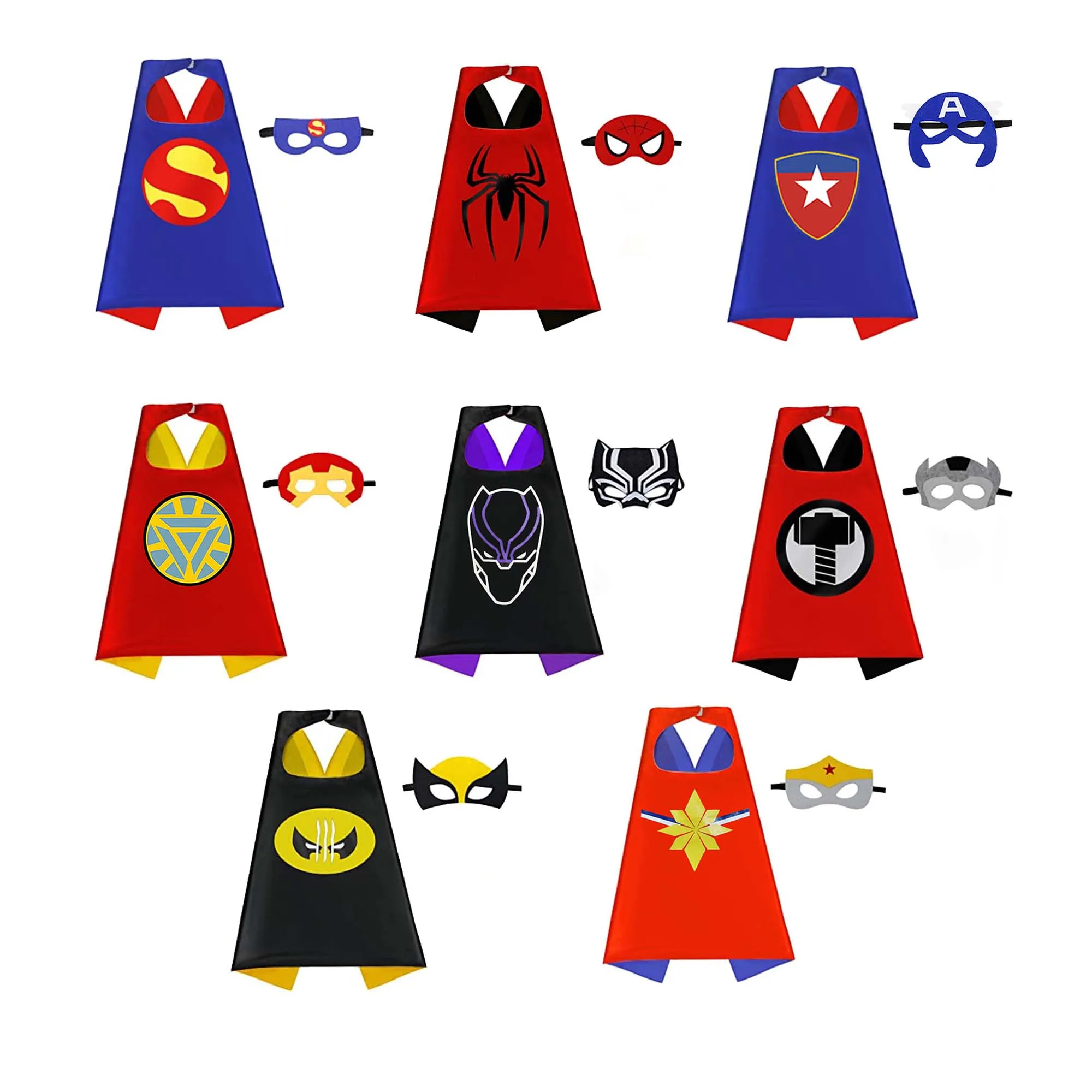 8 sets superheld capes voor cool halloween kerstkostuum cosplay festival feestartikelen gunsten aankleden voor jongens meisjes