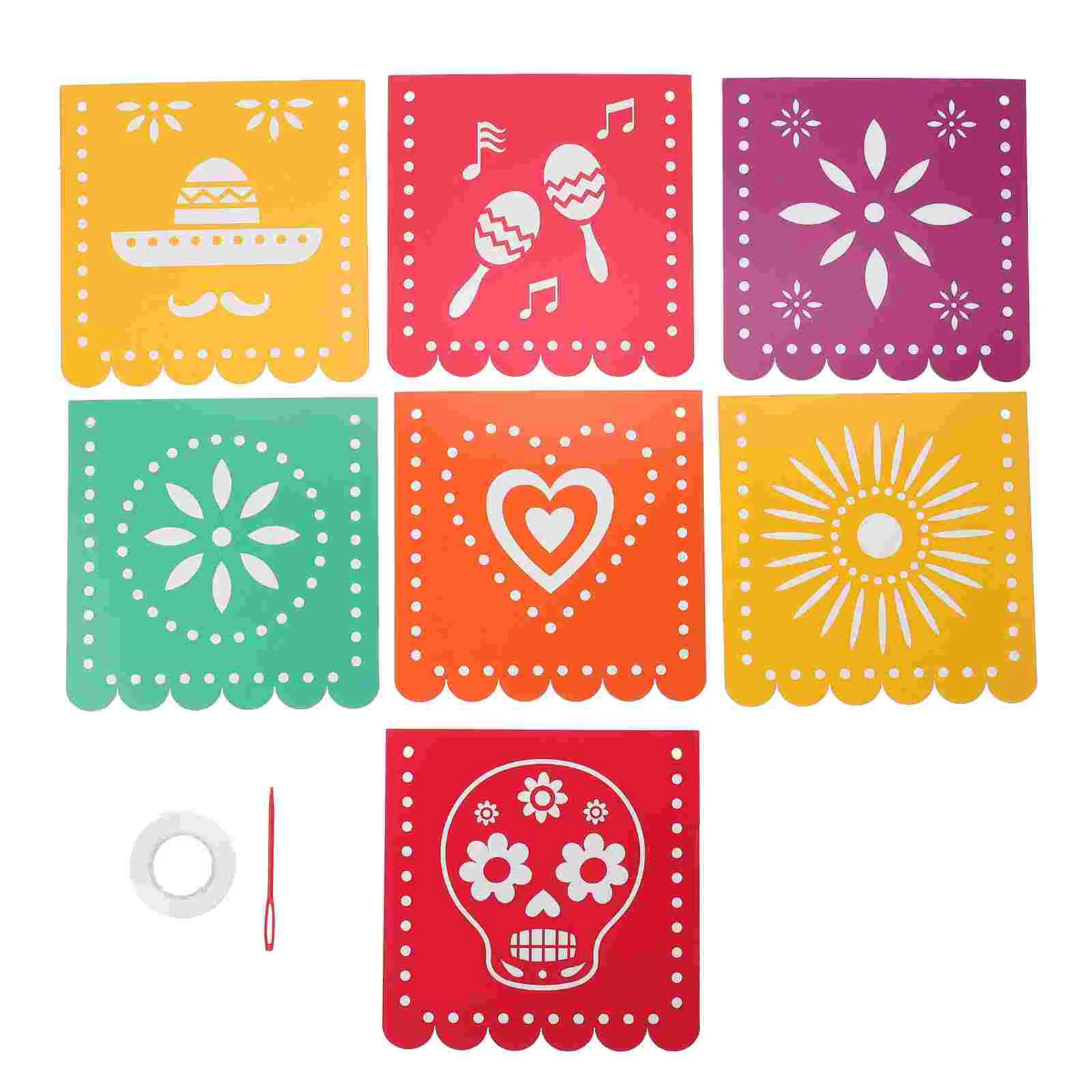 

2 Pcs Day of The Dead Latte Mexican Themed Banners Decor Decorate Decorations Paper Background Wall Party Decorative Bride