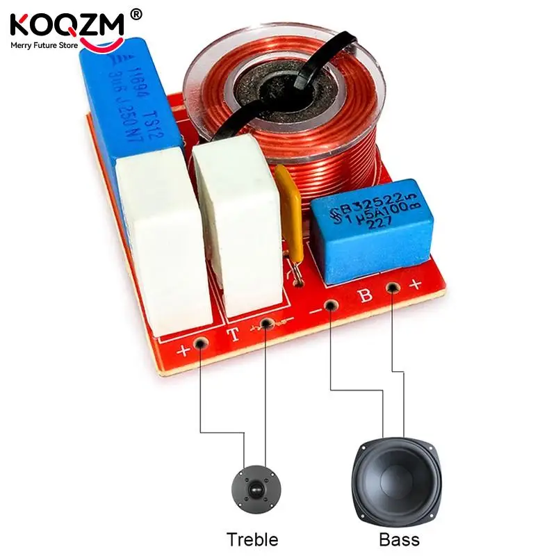 Divisor de Frequência Ajustável de Graves Agudos, Coluna 2 Way, Filtros Crossover de Áudio, 4-6 Polegadas, 4-8 Ohms, 48Hz-20KHz, 80W