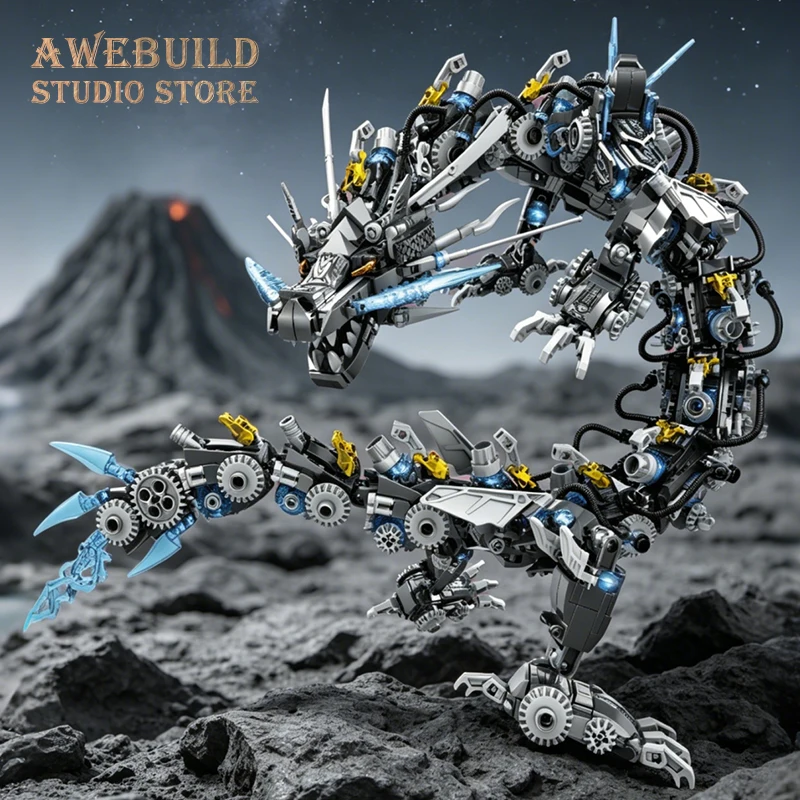 Mechanical Dragon Mecha Pegasus 3D Model Bricks Kit Mech Animal Building Set Cyberpunk Cobra MOC Blocks STEM Toys Adult DIY Gift view 2
