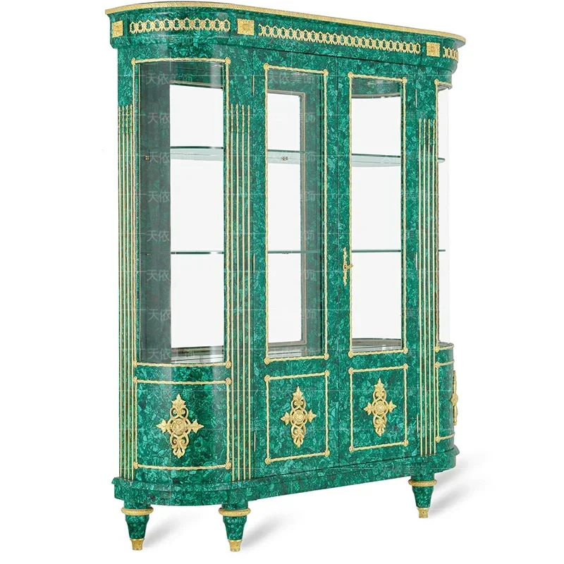 Malachite double door high-end custom palace wine cabinet living room luxury wine cabinet malachite green display cabinet