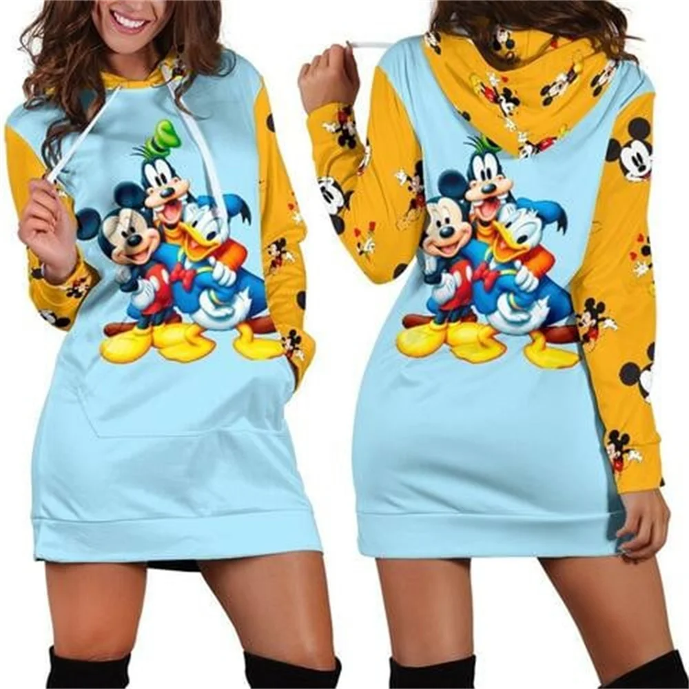 

Disney Mickey Minnie Women Hoodie Dress Fashion Party Sweater Dress Sweatshirt Y2k Dress Hoodie