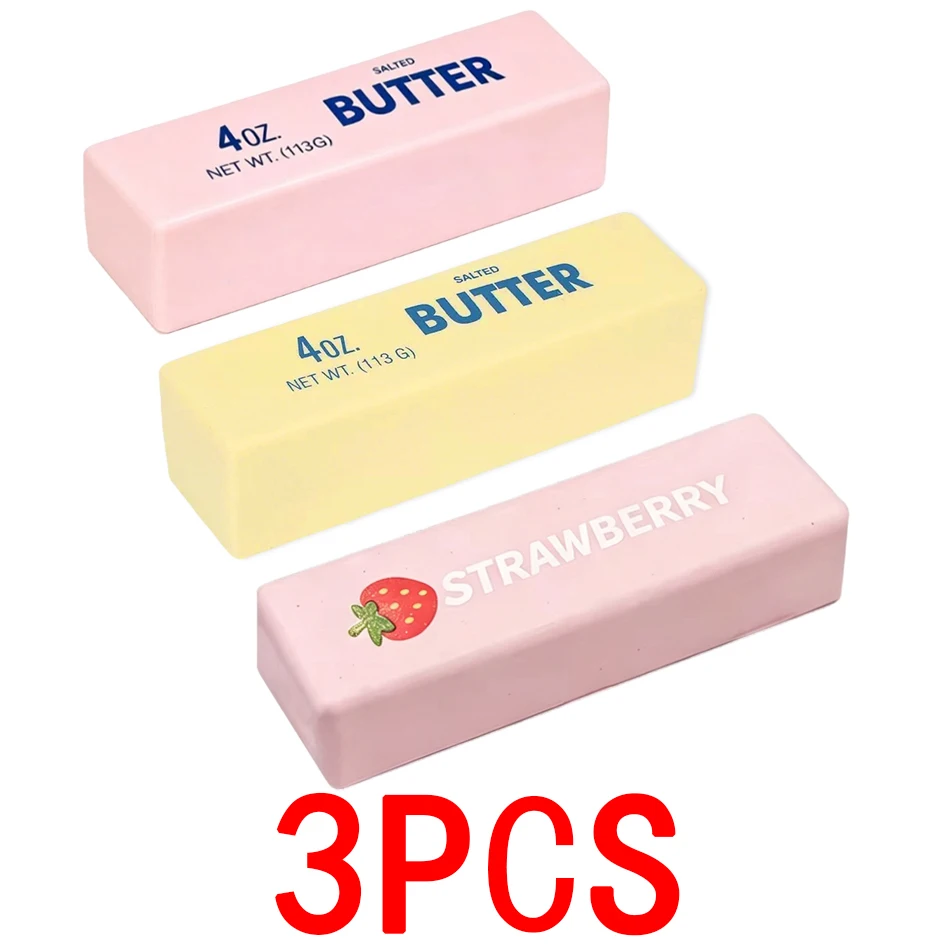 3 Stile Squishy Butter-Stick Spielzeug, langsam aufsteigendes Quetschspielzeug, Butterriegel Fidget Toy, Anti-Stress-Handentspannungsgeschenk