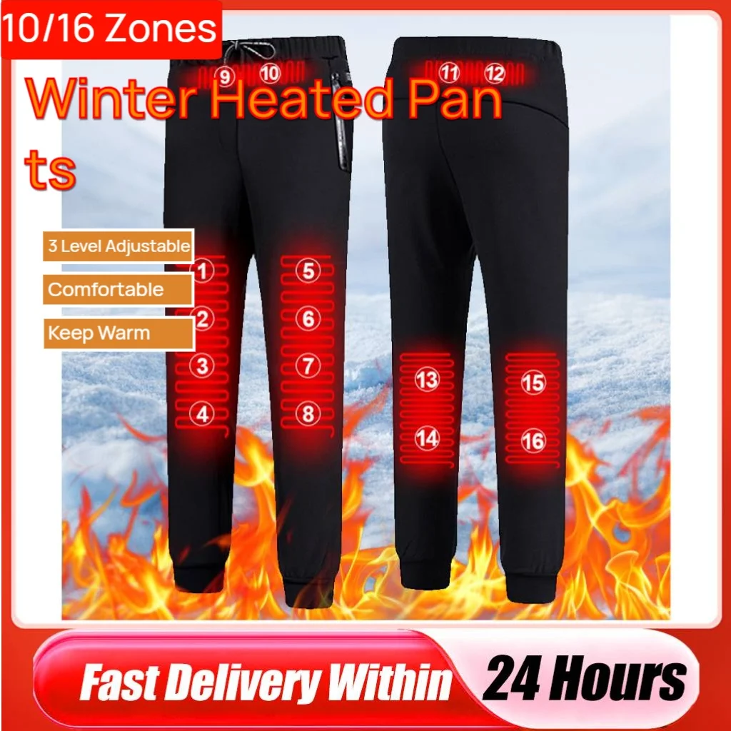 

10/16 Heating Zones Winter Heated Pants for Men Women Adjustable Temp Electric Heating Pants Winter Warm Trousers for Home Outdo