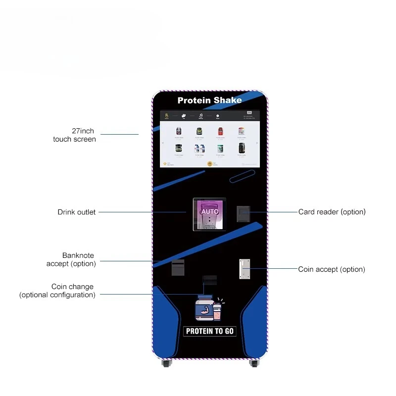 27-inch Touch Screen Commercial Protein Shake Vending Machine for Gym Cold Mixed Drink Vending Machine for Protein Shake