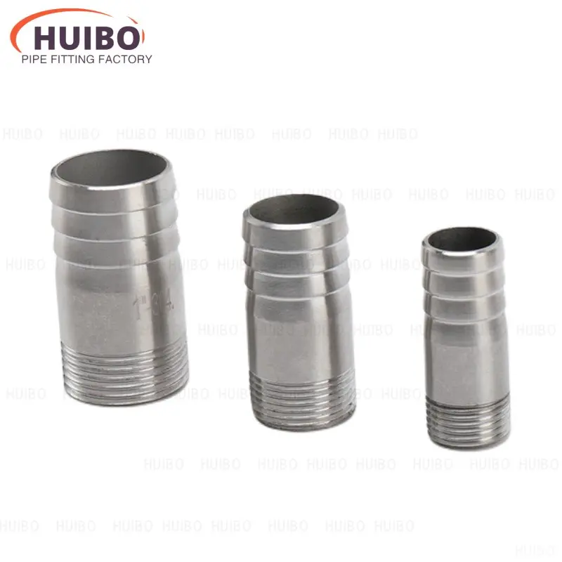 1PCS 304 Stainless Steel Leather Pipe Connector 1/8 1/4 3/8 1/2 3/4 1" 1-1/4 Water Pipe Pagoda Barb Hose Connector Adapter