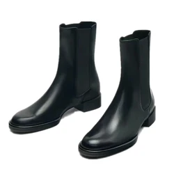 Zwiędłe prawdziwe skórzane minimalistyczne botki damskie Botas Mujer buty damskie brytyjska moda elastyczne Chelsea Boots