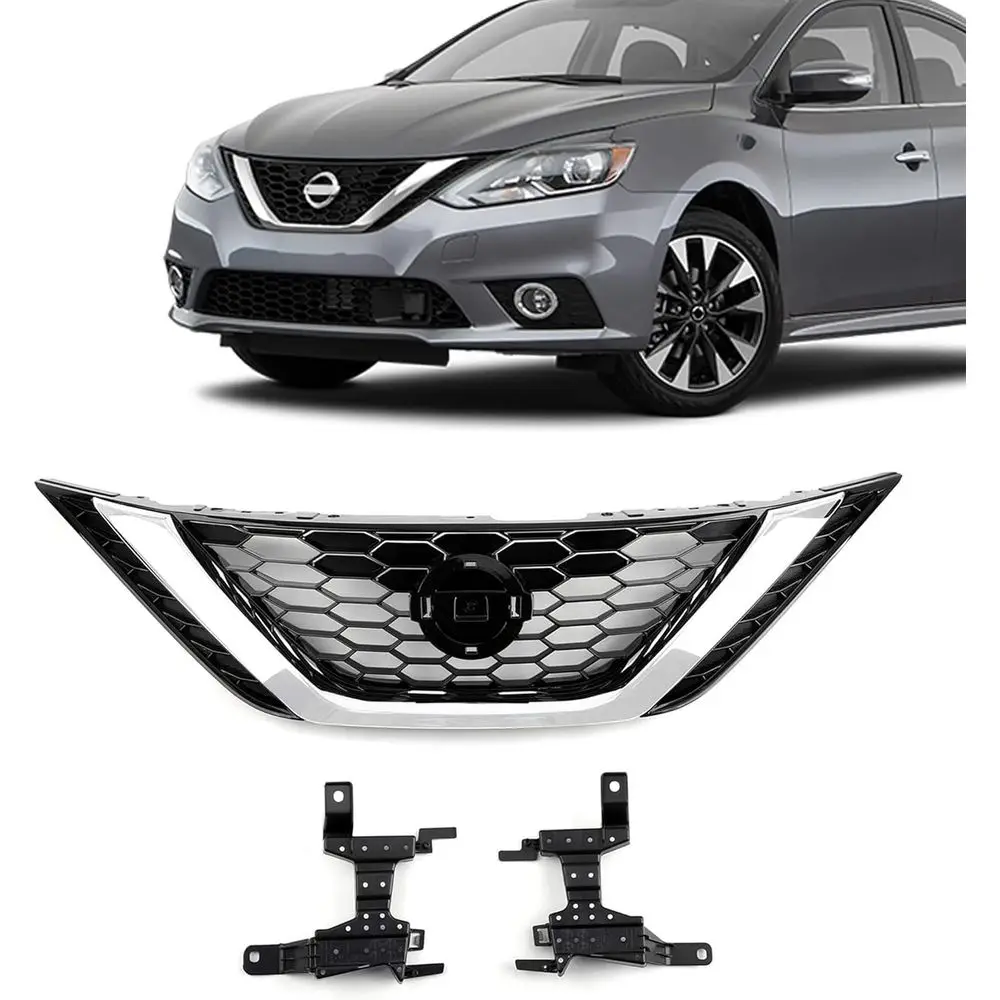 

Расческа для глаз бампера, верхняя решетка, хромированная и черная решетка, его 2016, 2017, 2018, Nissan Sentra 62310-3YU0A NI1200279