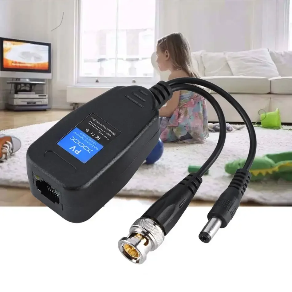 Vídeo BNC coaxial passivo do CCTV do ESCAM, transceptor do poder Balun, conector RJ45, DC-8MHZ, 1 par