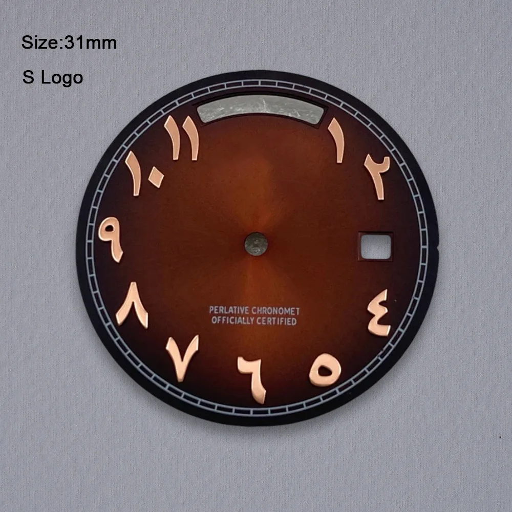 عالية الجودة 31 مللي متر S شعار الطلب اليوم والتاريخ الأرقام العربية أشعة الشمس الهاتفي صالح 8285 ساعة يد تعمل بالحركة تعديل الملحقات