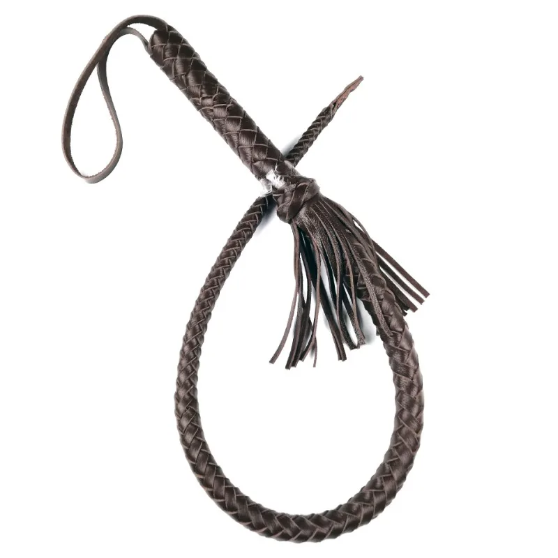 Cowhide Horse Whip Self-defense Leather Whip, Small Short Whip Film and Television Props Whip Equestrian Equipment