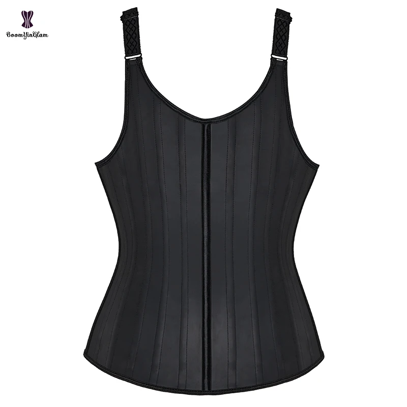 6 Hook Adjustable Belt Waist Trainer Vest 25 Steel Boned Slimming Sheath Girdle Leather Latex Strap Corset Women Body Shaper