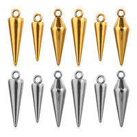 10PCS Stainless Steel Cone Charms Pendants Retro Bullet Spike Beads Charms for Women Man Hoop Earring Making Supplies