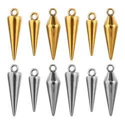 10PCS Stainless Steel Cone Charms Pendants Retro Bullet Spike Beads Charms for Women Man Hoop Earring Making Supplies