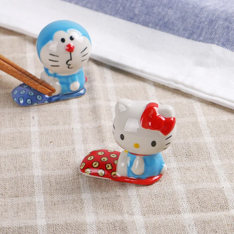 Anime Hello Kitty Chopstick Rest Ceramic Ornaments Home Accessory Cartoon Kawaii Kt Cat Model Toy Doll Rest Bracket Tableware