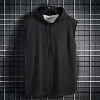 Gym Solid Color 2026 Brand New Men's Tank Tops Vest Sleeveless Tees For Male Hooded Man Vests Tops Hip Hop Men Tank Top T shirt 4