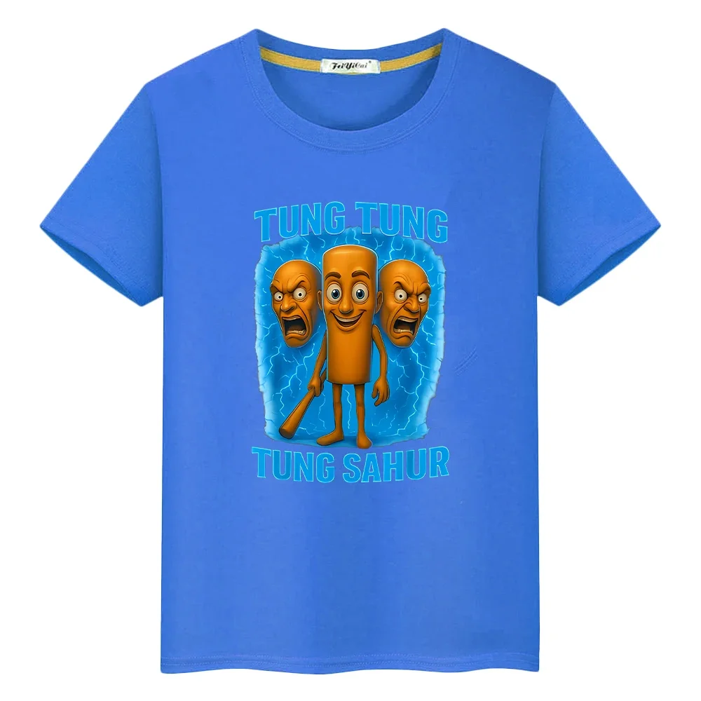تي شيرت مطبوع من تونغ ساهر للأطفال الأولاد 10 سنوات 100% قطن تي شيرت أنيمي قصير لطيف تي شيرت كارتوني ملابس أطفال بناتي y2k #4