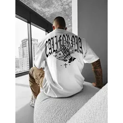 Men's Printed Short Sleeved T-shirt Men's High Street T-shirt High-Quality Pure Cotton Short Sleeved Top Hip-Hop Clothing