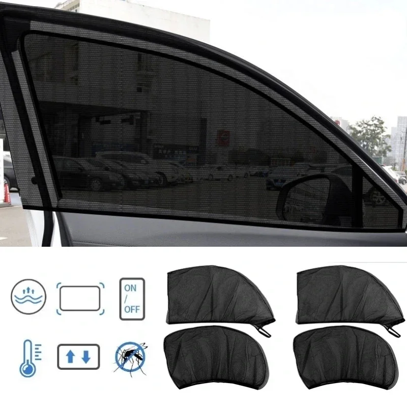 Car Sunshade Curtains Universal Side Window Shades SUV Curtains Protection Repellent Mosquito Mesh Net Sunshade Auto Accessories