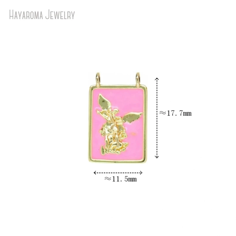 

5Pcs Metal Pink Wholesale Pendant Enamel Copper Spiritual Jewelry Gold Color Charms
