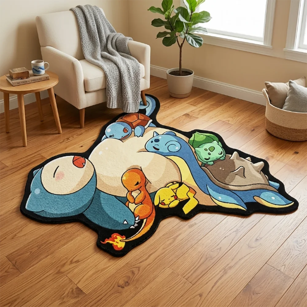 Cute Pokemon Floor Mat Snorlax & Starter Buddies Rug - Print Non-Slip Soft Carpet for Bedroom & Gaming Room Use view 4