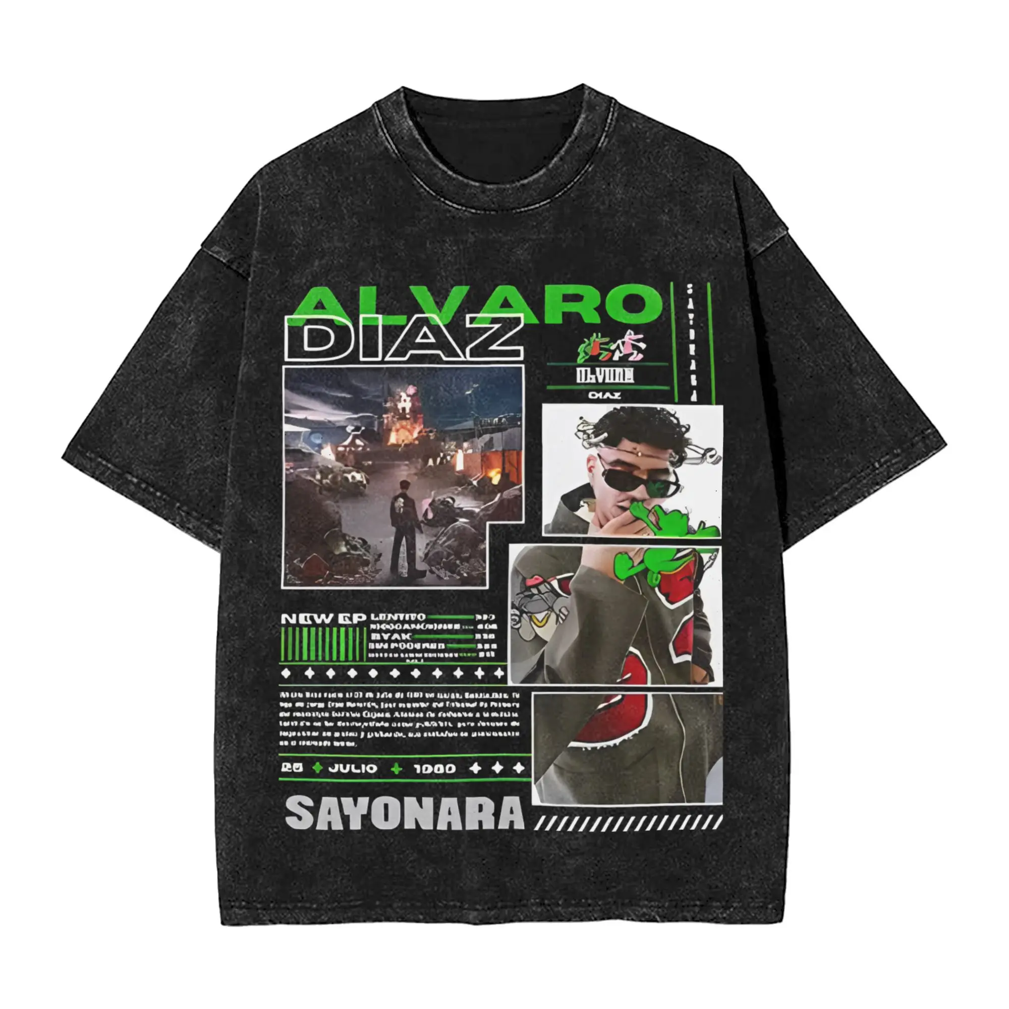 

Футболка с альбомом Alvaro Diaz Sayonara, мужская футболка в стиле хип-хоп, потрясающие футболки из 100% хлопка, футболки с круглым вырезом и короткими рукавами, летние топы