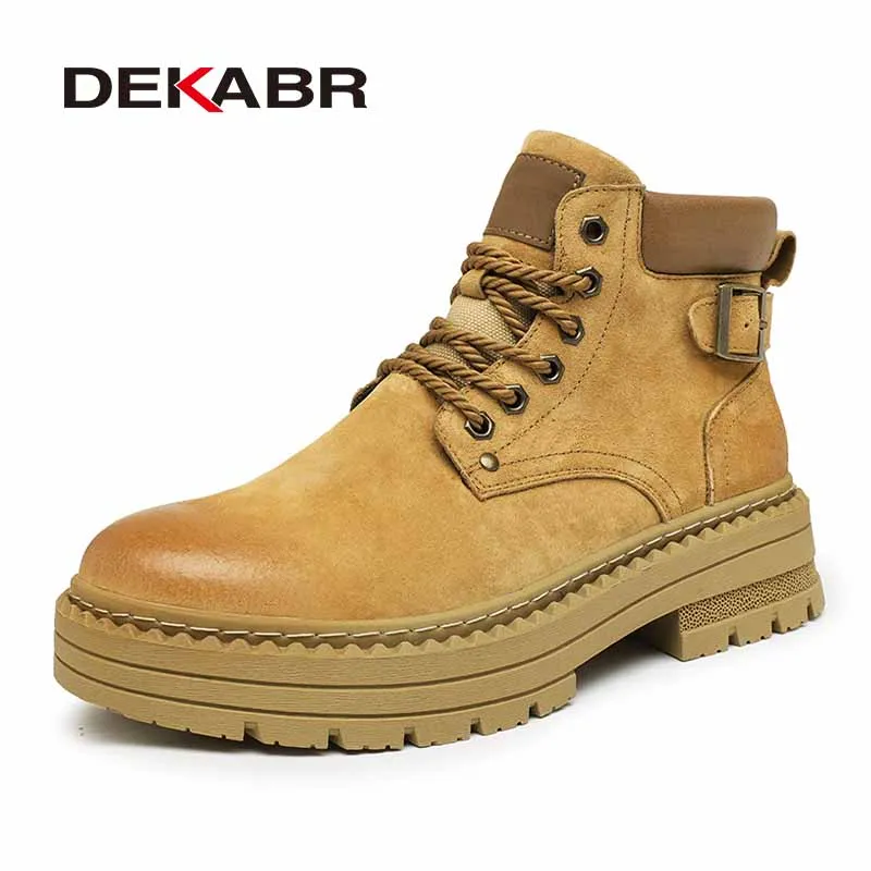 DEKABR Men Retro Thick Non‑Slip Rubber Sole Plush Lining Optional Daily Casual Short Ankle Boots