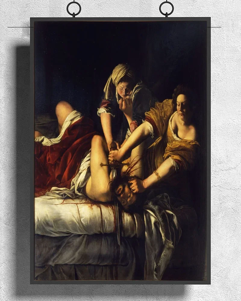 L030 Judith Beheading Holofernes byemisia Gentileschi Gloss completed 1620 Silk Fabric Poster Art Decor Indoor Painting Gift