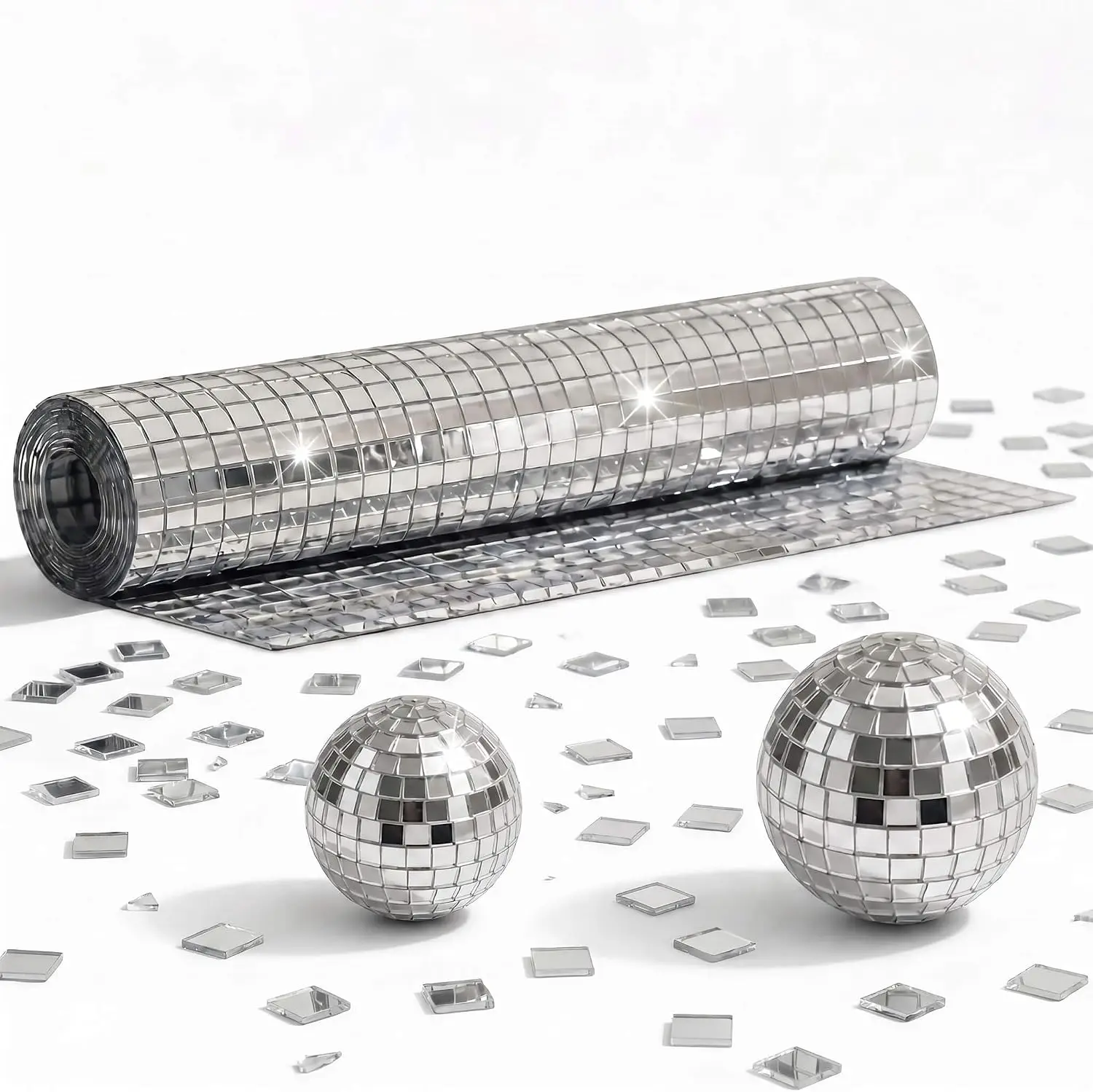 Spiegelmosaik-Fliesen, 5400 Stück Selbstklebende Discokugel-Fliesen |   5mm selbstklebende Spiegelfliesen für Discokugeln, Bastelarbeiten, Heimdekoration