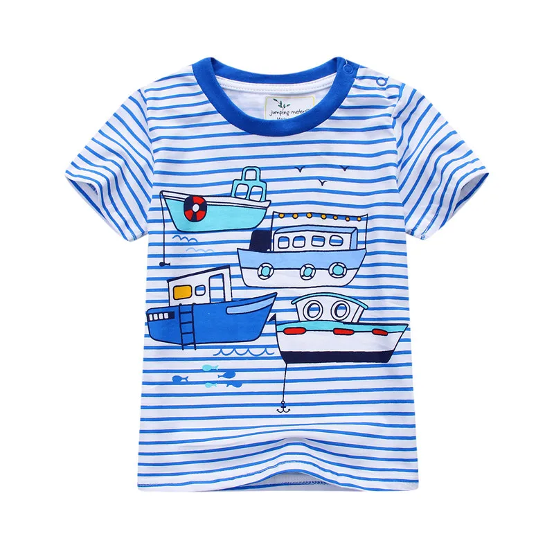 Jumping Meters Summer Boys Girls T Shirts Short Sleeve Cotton Baby Cartoon Hot Selling Kids Tees Tops