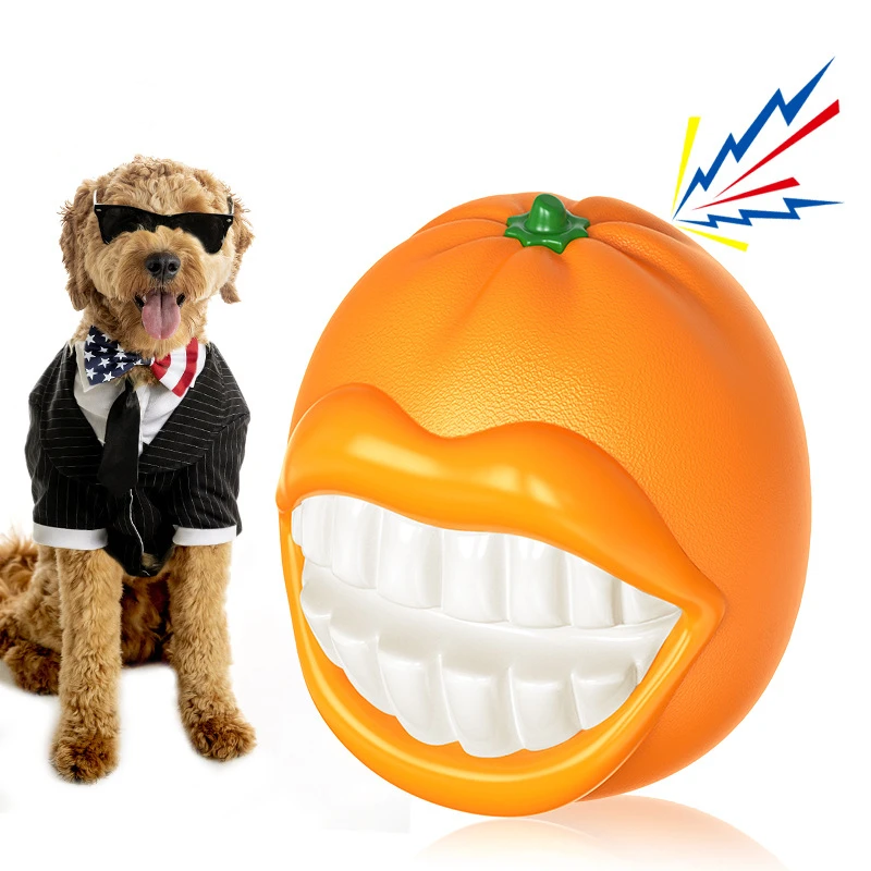 110mm Orange Dog Toy Multi-function Teeth Grinding Sound Ball For Pets Dog Accessories