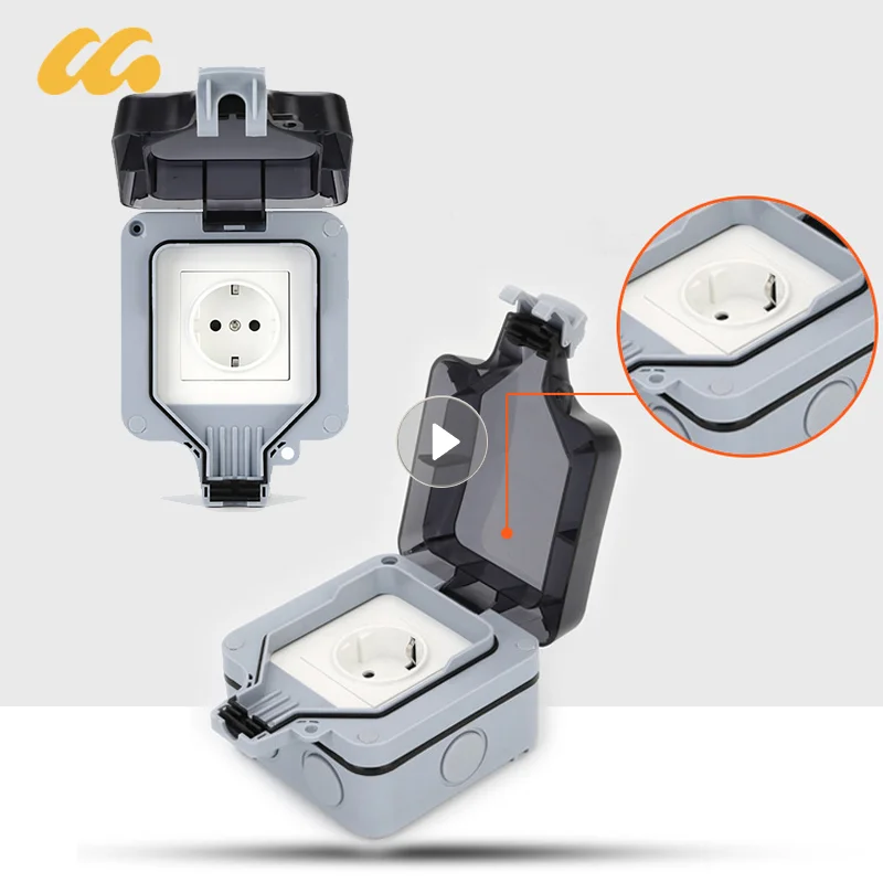 IP66 Waterproof Socket Outdoor German Single EU Plug Socket Rainproof Multifunctional Outdoor Waterproof Socket Socket Accessory