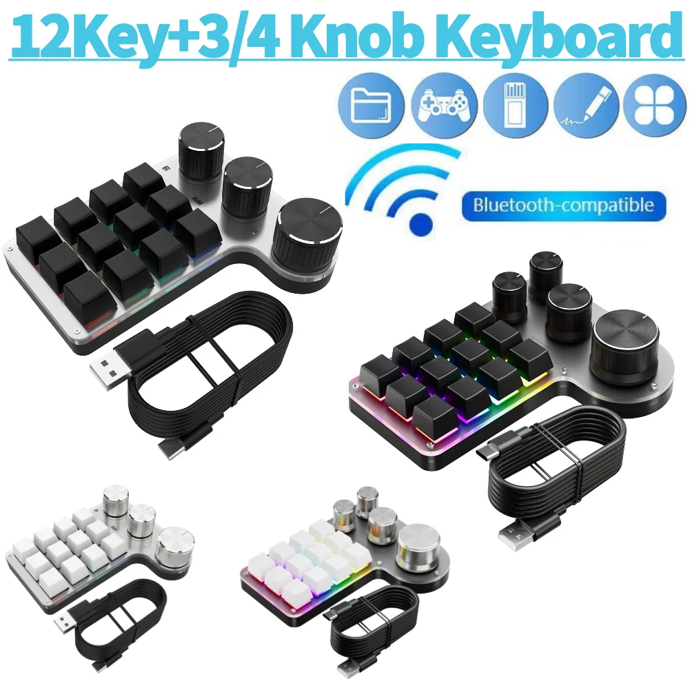 Programmable DIY Mechanical Keyboard RGB Shortcut Key Bluetooth-Compatible High Precision Keypad USB Wired for PC Macbook Laptop